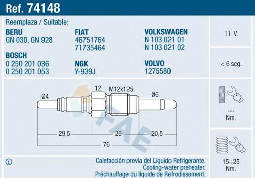 FAE 74148 - Glow Plug car-mod.net