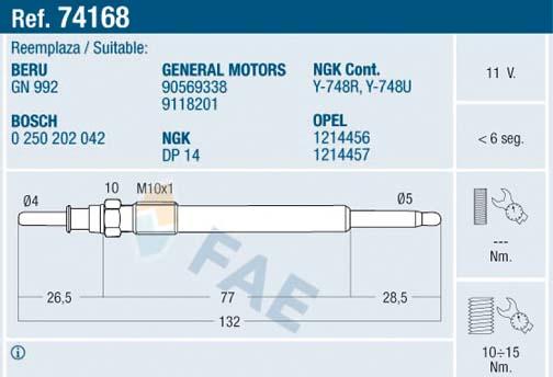 FAE 74168 - Glow Plug car-mod.net