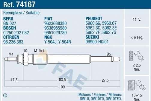 FAE 74167 - Glow Plug car-mod.net
