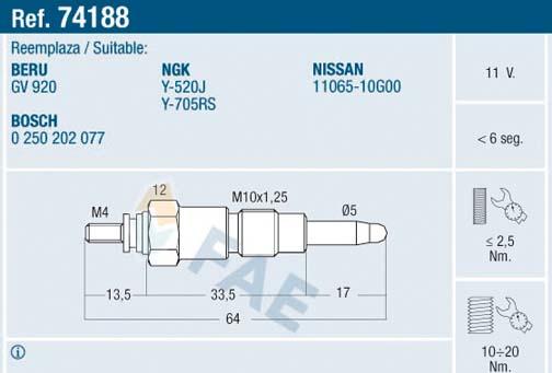 FAE 74188 - Glow Plug car-mod.net