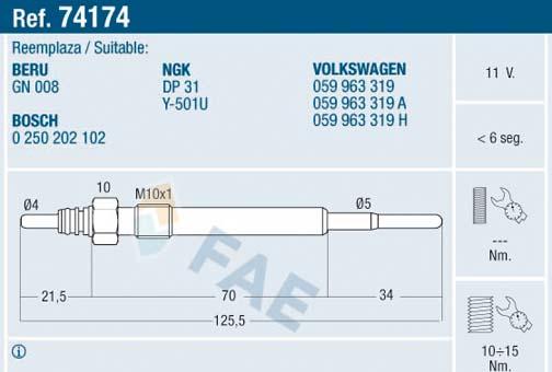 FAE 74174 - Glow Plug car-mod.net