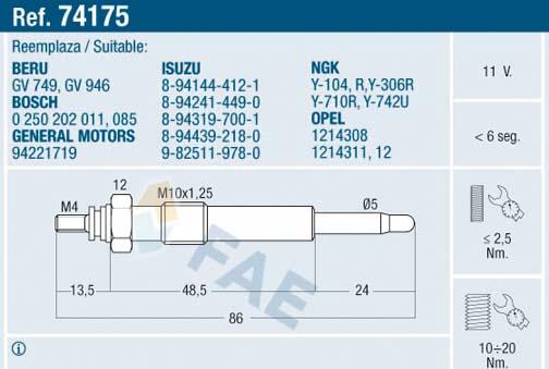FAE 74175 - Glow Plug car-mod.net