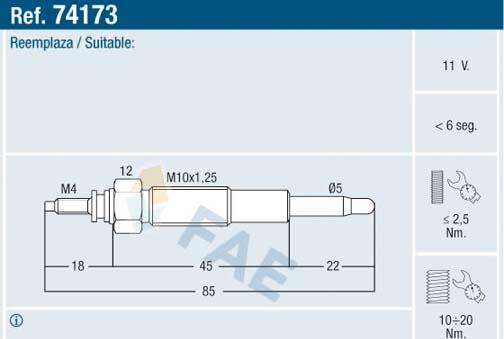 FAE 74173 - Glow Plug car-mod.net