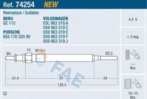 FAE 74254 - Glow Plug car-mod.net