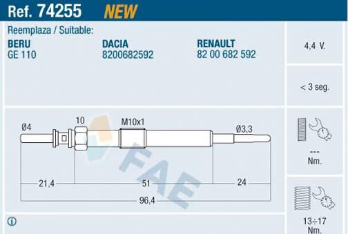 FAE 74255 - Glow Plug car-mod.net