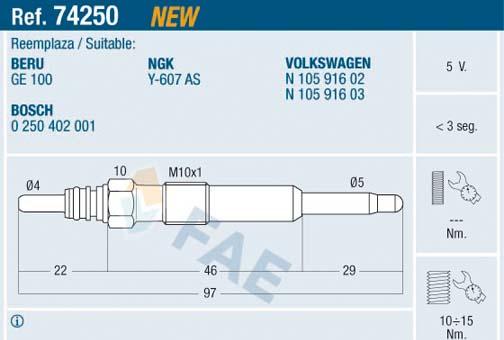 FAE 74250 - Glow Plug car-mod.net