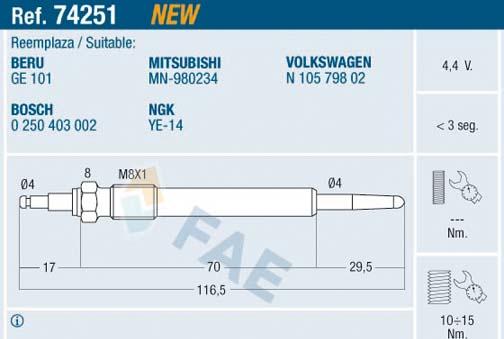 FAE 74251 - Glow Plug car-mod.net