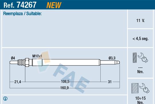 FAE 74267 - Glow Plug car-mod.net