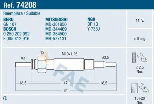 FAE 74208 - Glow Plug car-mod.net