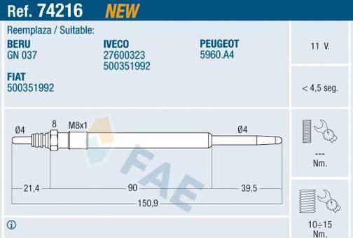 FAE 74216 - Glow Plug car-mod.net