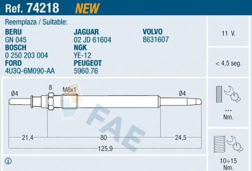 FAE 74218 - Glow Plug car-mod.net