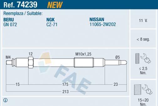 FAE 74239 - Glow Plug car-mod.net