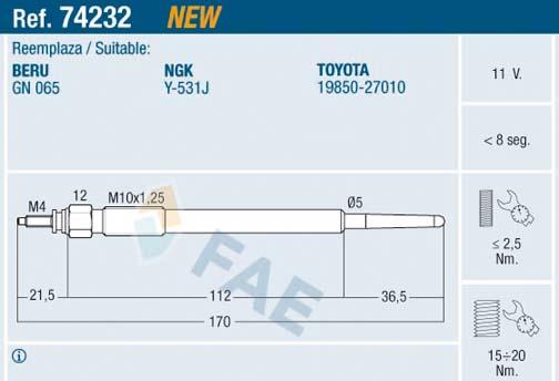 FAE 74232 - Glow Plug car-mod.net