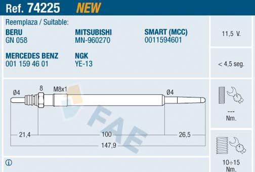FAE 74225 - Glow Plug car-mod.net
