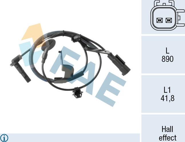 FAE 78608 - ABS sensor, wheel speed car-mod.net