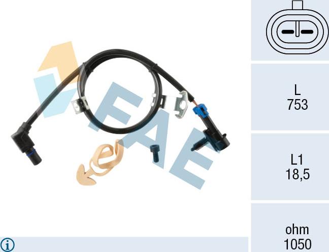 FAE 78722 - ABS sensor, wheel speed car-mod.net
