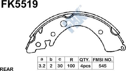 FBK FK5519 - Drum Brake Shoe Set car-mod.net