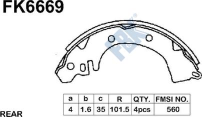 FBK FK6669 - Drum Brake Shoe Set car-mod.net