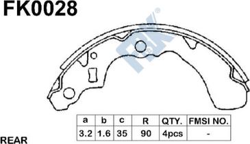 FBK FK0028 - Drum Brake Shoe Set car-mod.net
