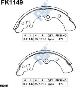 FBK FK1149 - Drum Brake Shoe Set car-mod.net