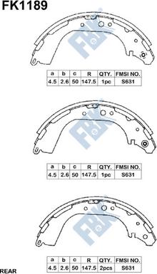 FBK FK1189 - Drum Brake Shoe Set car-mod.net