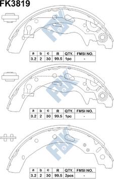FBK FK3819 - Drum Brake Shoe Set car-mod.net