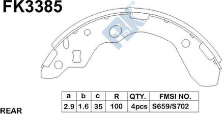 FBK FK3385 - Drum Brake Shoe Set car-mod.net