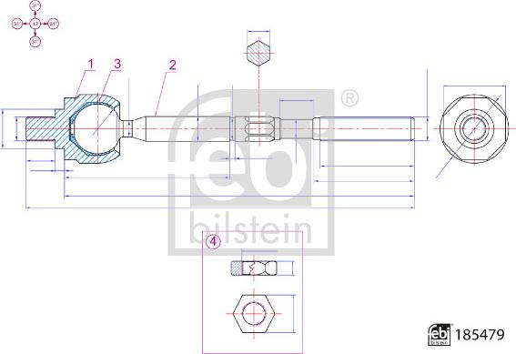 Febi Bilstein 185479 - Inner Tie Rod, Axle Joint car-mod.net