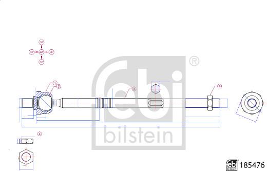 Febi Bilstein 185476 - Inner Tie Rod, Axle Joint car-mod.net