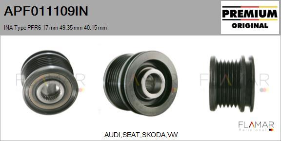 FLAMAR APF011109IN - Pulley, alternator, freewheel clutch car-mod.net