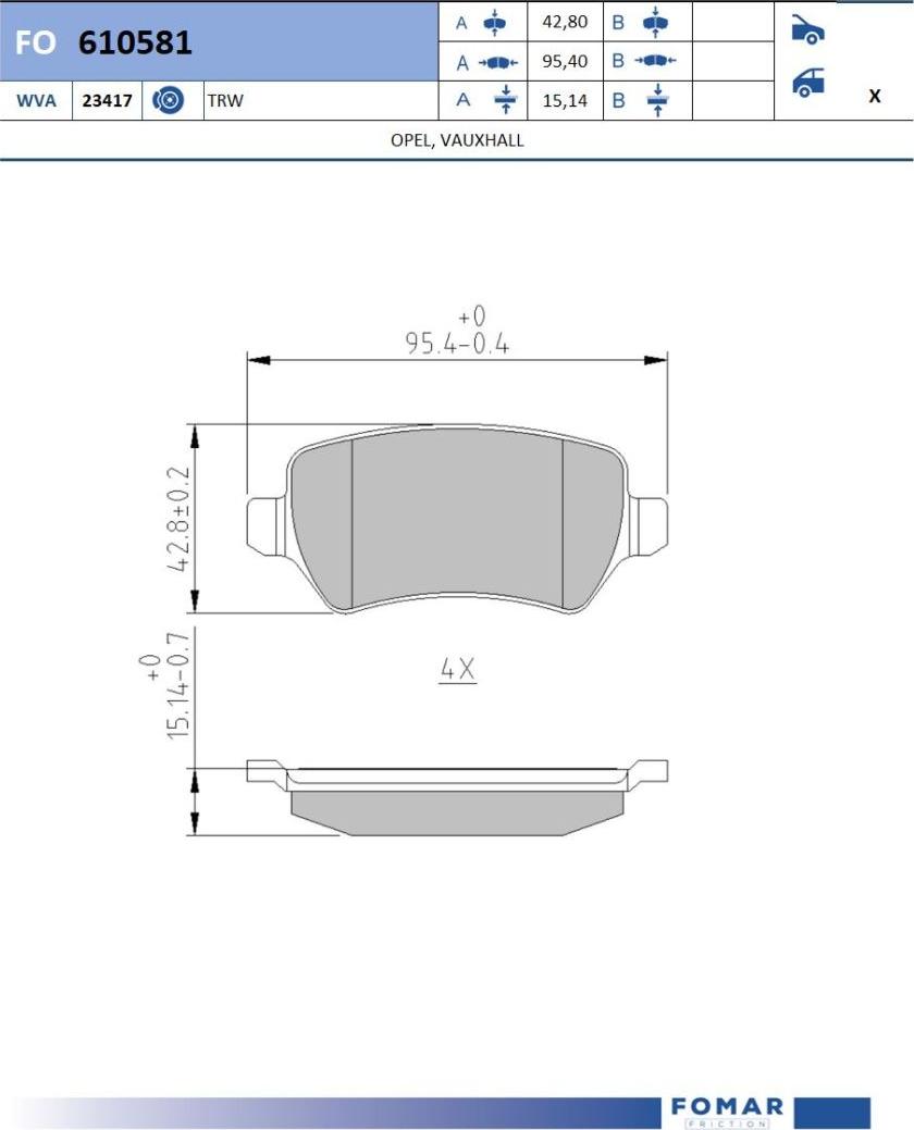 FOMAR Friction FO 610581 - Brake Pad Set, disc brake car-mod.net