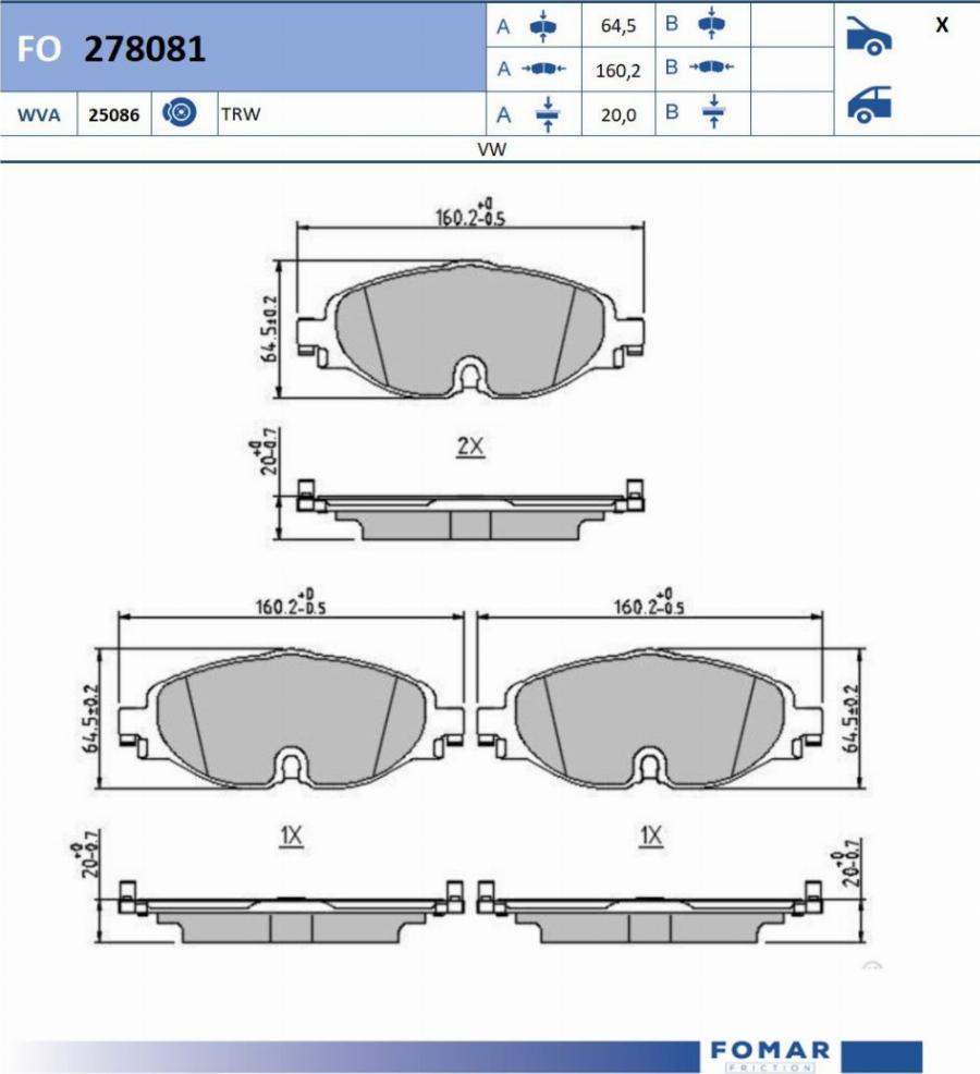 FOMAR Friction FO 278081 - Brake Pad Set, disc brake car-mod.net