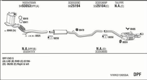 Fonos VWK019959A - Exhaust System car-mod.net