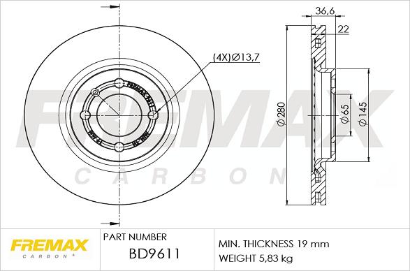 FREMAX BD-9611 - Brake Disc car-mod.net
