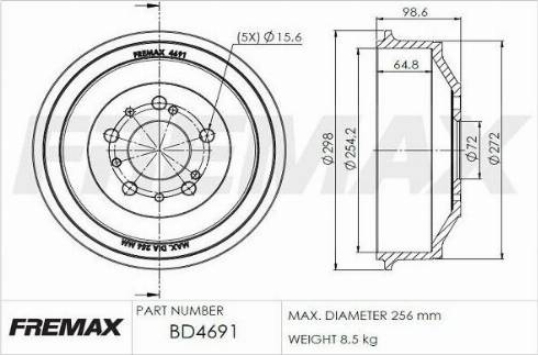 FREMAX BD-4691 - Brake Drum car-mod.net