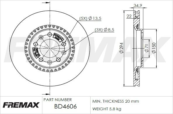 FREMAX BD-4606 - Brake Disc car-mod.net