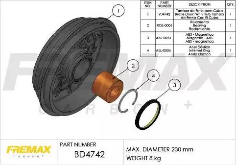 FREMAX BD-4742 - Brake Drum car-mod.net