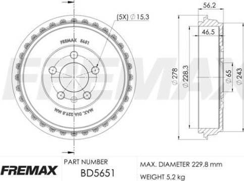 FREMAX BD-5651 - Brake Drum car-mod.net