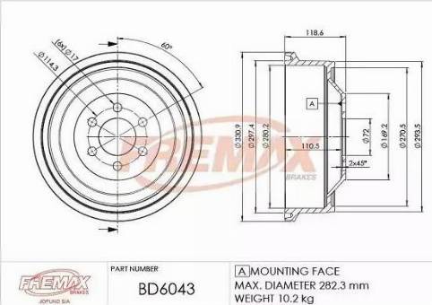 FREMAX BD-6043 - Brake Drum car-mod.net