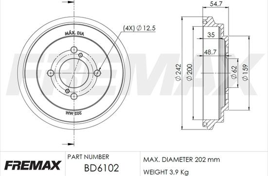 FREMAX BD-6102 - Brake Drum car-mod.net