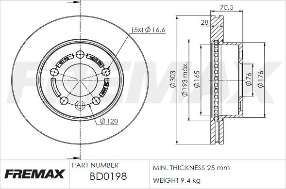 FREMAX BD-0198 - Brake Disc car-mod.net