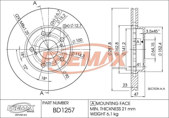 FREMAX BD-1257 - Brake Disc car-mod.net