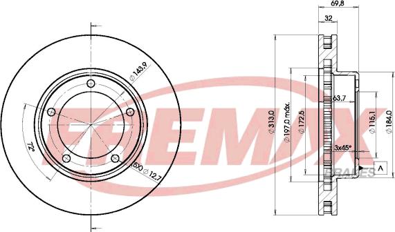 FREMAX BD-1265 - Brake Disc car-mod.net