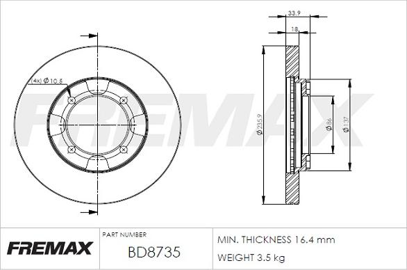 FREMAX BD-8735 - Brake Disc car-mod.net