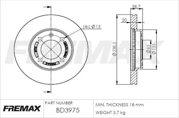 FREMAX BD-3975 - Brake Disc car-mod.net