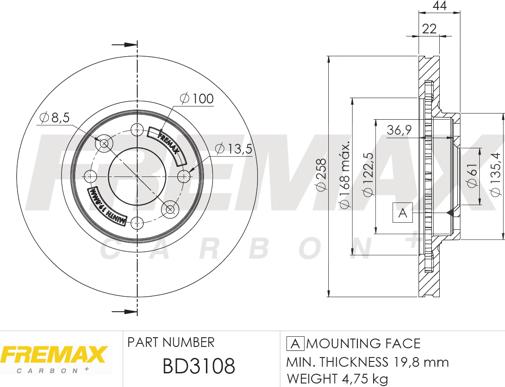 FREMAX BD-3108 - Brake Disc car-mod.net
