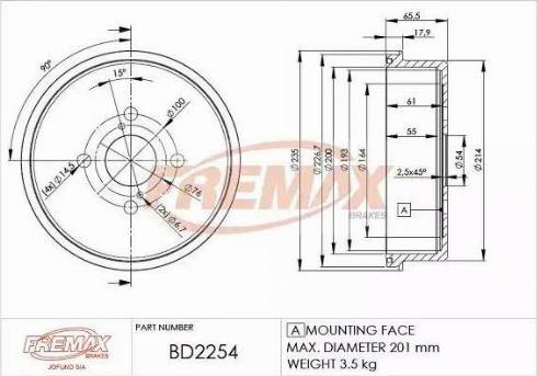 FREMAX BD-2254 - Brake Drum car-mod.net