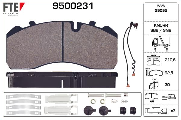 FTE 9500231 - Brake Pad Set, disc brake car-mod.net