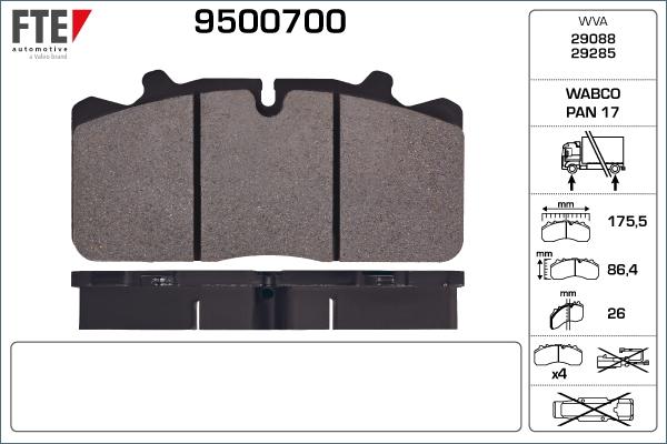 FTE 9500700 - Brake Pad Set, disc brake car-mod.net