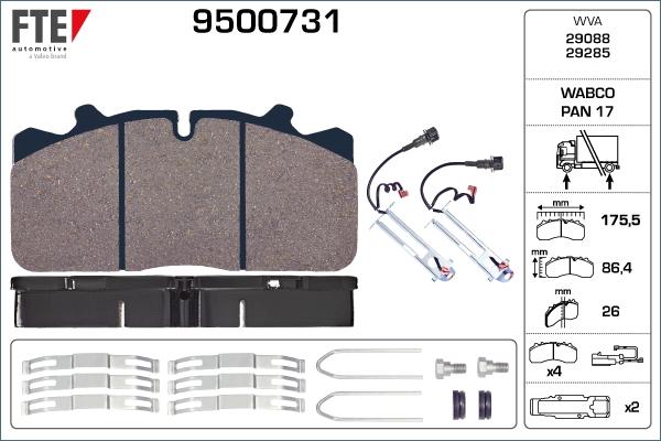 FTE 9500731 - Brake Pad Set, disc brake car-mod.net